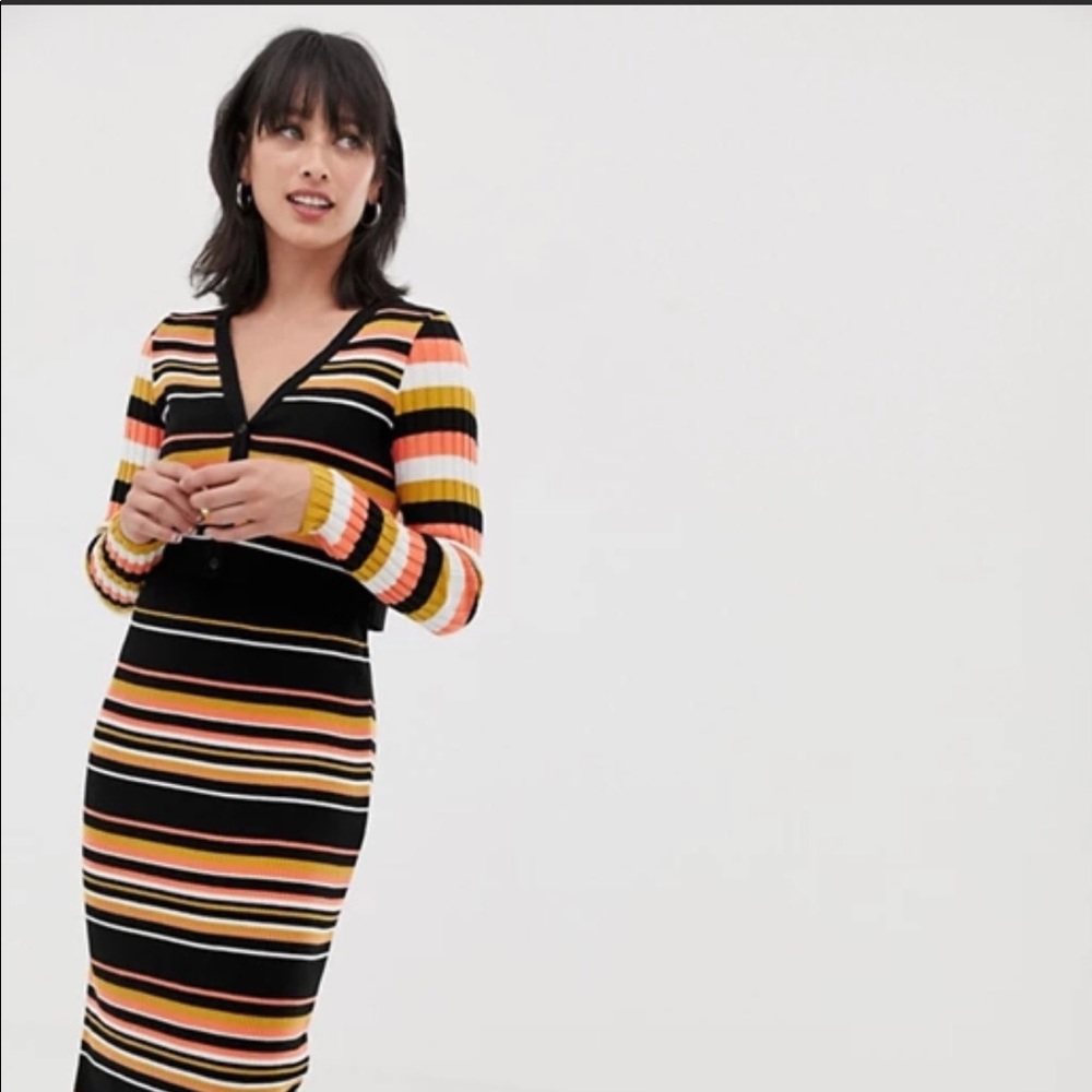 ASOS || Two-piece rip crop cardigan & midi skirt